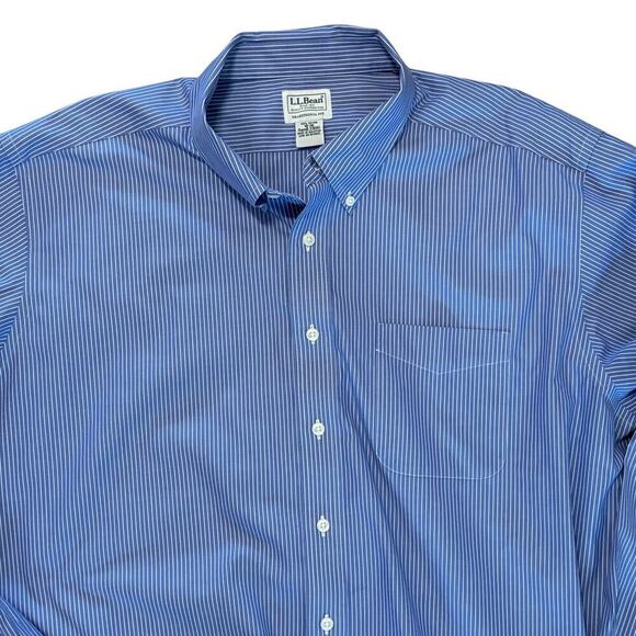 L. L. Bean Other - L. L. Bean Button Down Shirt Blue Stripe Mens 18-36 Traditional Fit Cotton​​